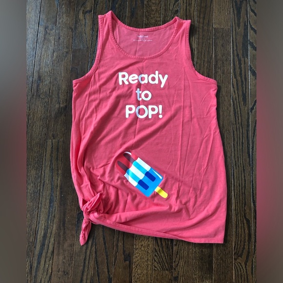 NWOT* Motherhood Maternity Women’s M “Ready to Pop” Heathered Red Sleeveless Top - Picture 4 of 14